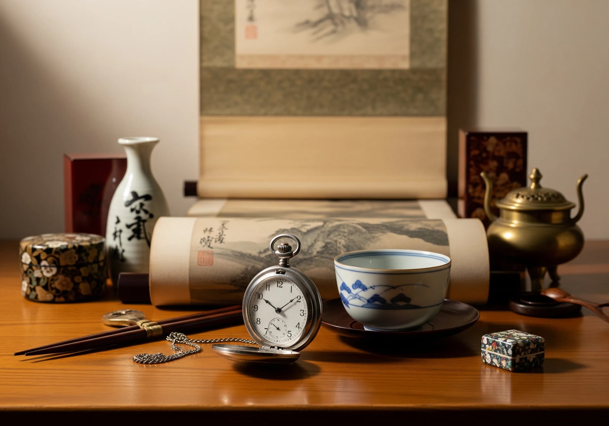 整然と並べられた骨董品の品々